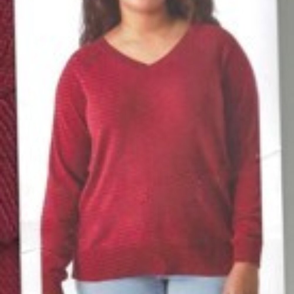 Lucky Brand Ladies V-Neck Sweater XL Pomegranate Red New/Tags